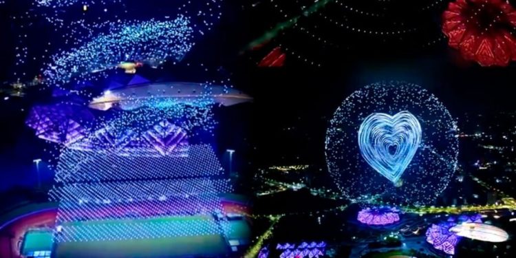 8100 پهپاد در آسمان چین رقص نور به راه انداختند